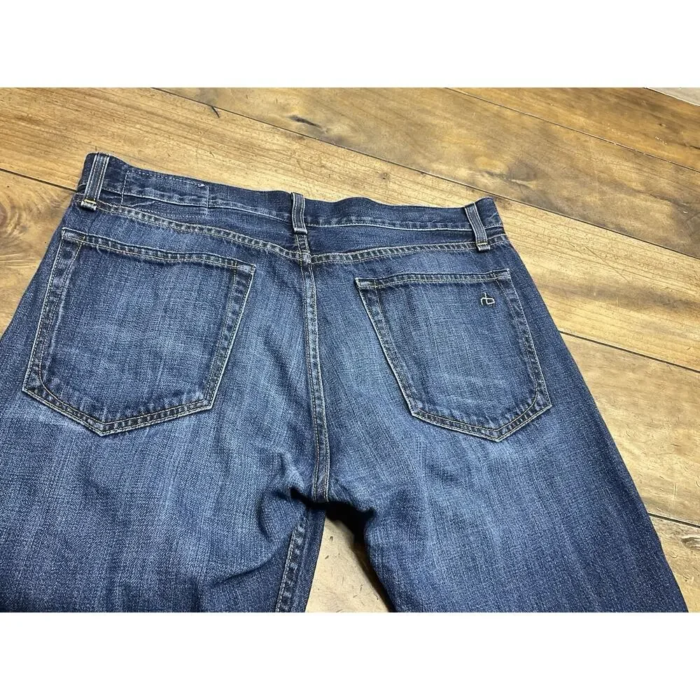 Rag & Bone RB15X Mens Jeans Size 34 Cotton Blue Slim Straight Tailored Workwear